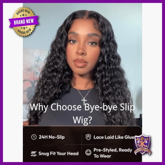 Glueless Human Hair Wig 18 Inch Water Wave Lace Front No Slip Drawstring main image 6
